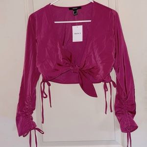 Woven crop top-berry NEVER WORN